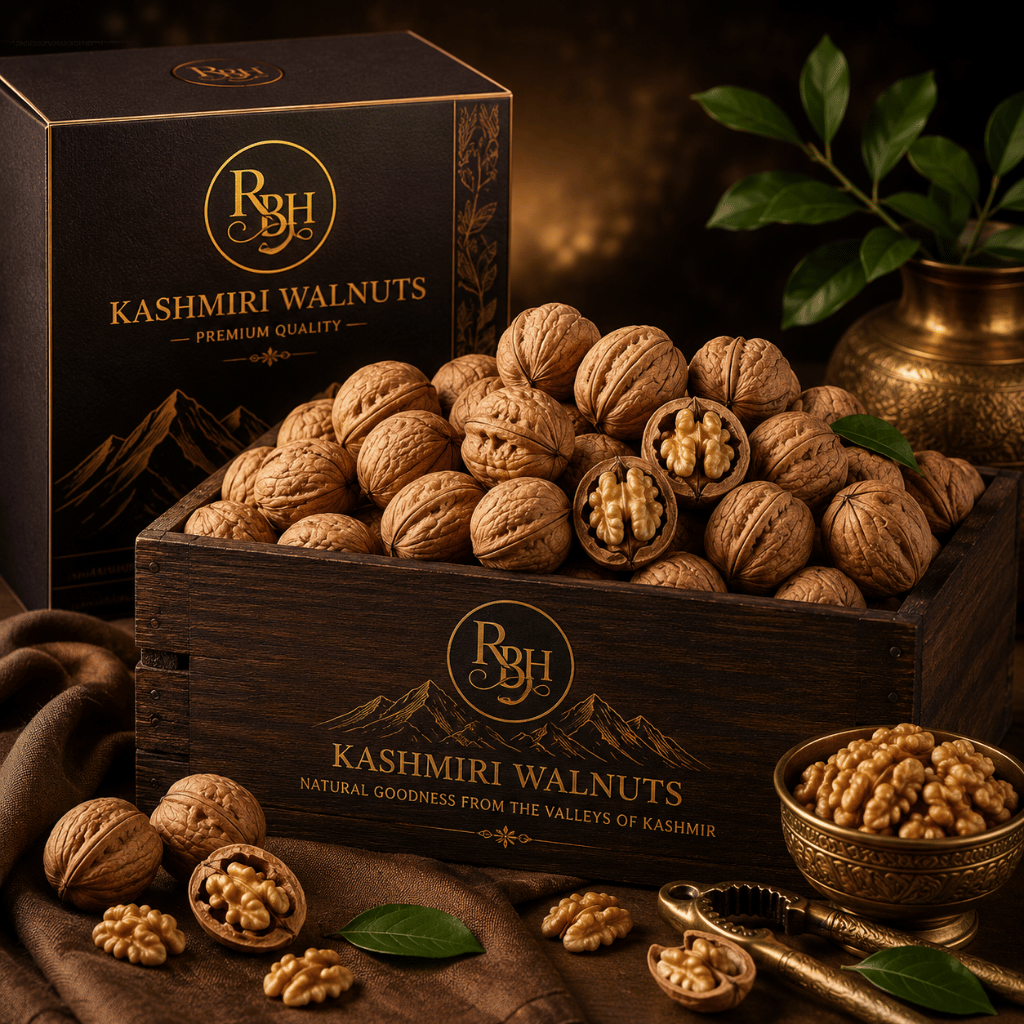 Kashmiri walnuts whole and kernel forms